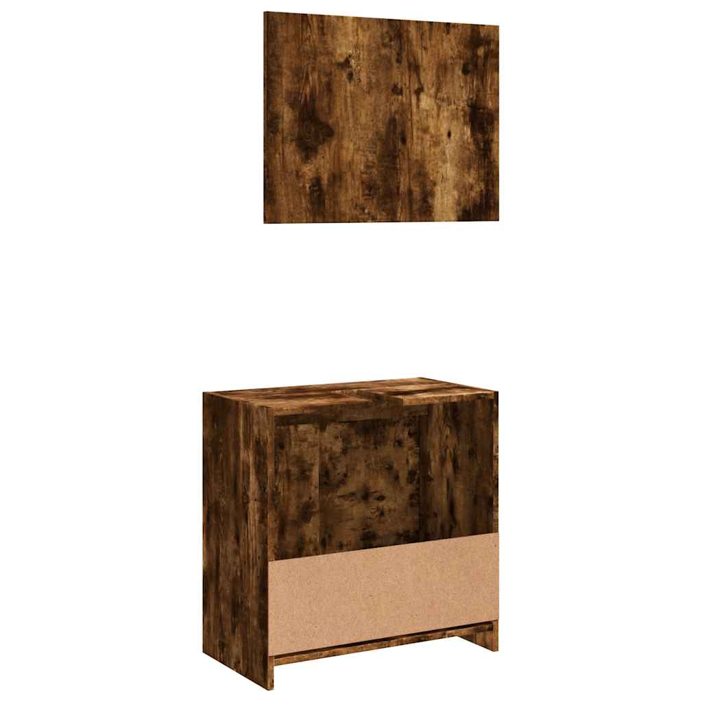 vidaXL 2 Piece Bathroom Furniture Set Smoked Oak Engineered Wood