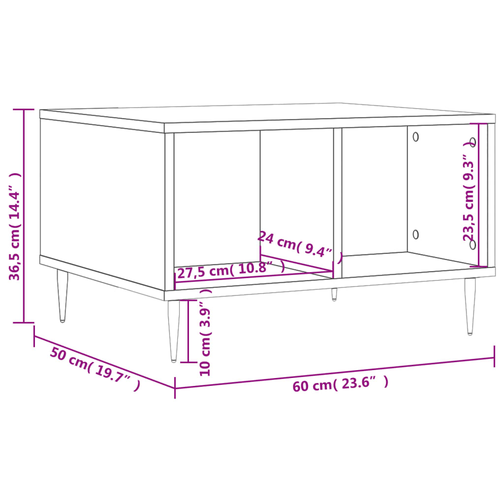 vidaXL Coffee Table High Gloss White 60x50x36,5 cm Engineered Wood