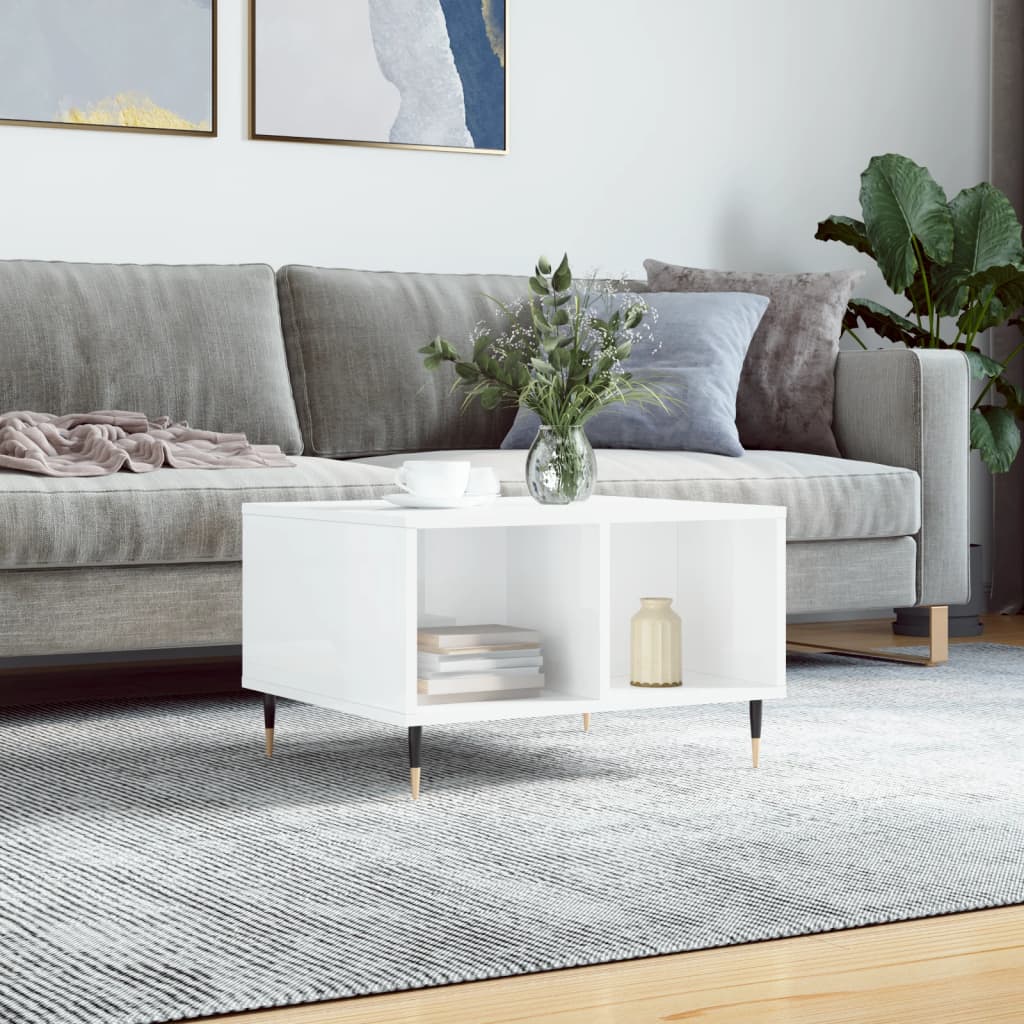 vidaXL Coffee Table High Gloss White 60x50x36,5 cm Engineered Wood