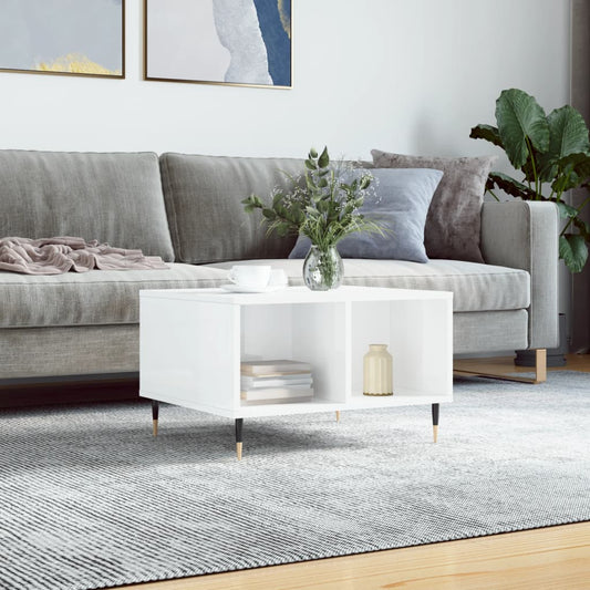 vidaXL Coffee Table High Gloss White 60x50x36,5 cm Engineered Wood