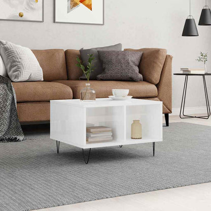 vidaXL Coffee Table High Gloss White 60x50x36,5 cm Engineered Wood