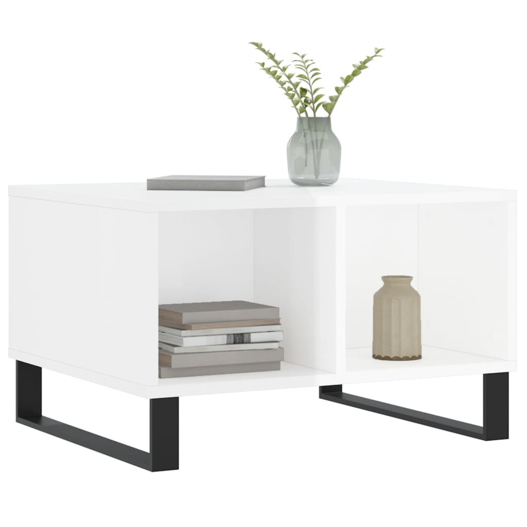 vidaXL Coffee Table High Gloss White 60x50x36.5 cm Engineered Wood