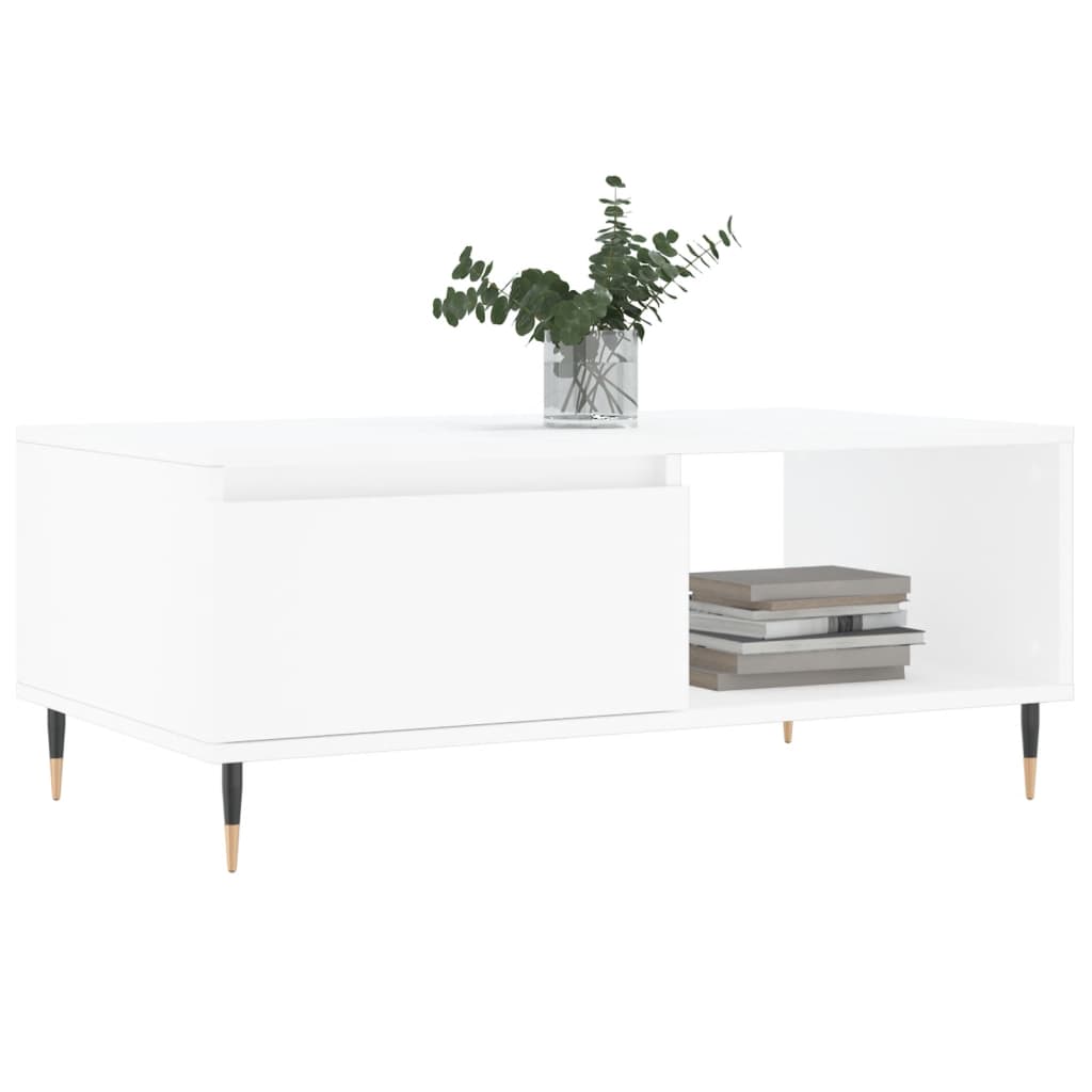 vidaXL Coffee Table | White | Engineered wood | Medium | Rectangular | Modern