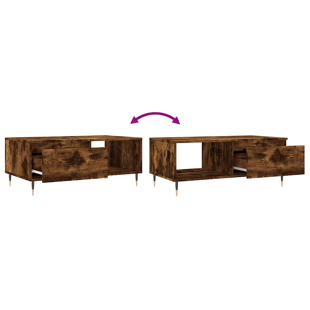 vidaXL Coffee Table Smoked Oak 90x50x36,5 cm Engineered Wood