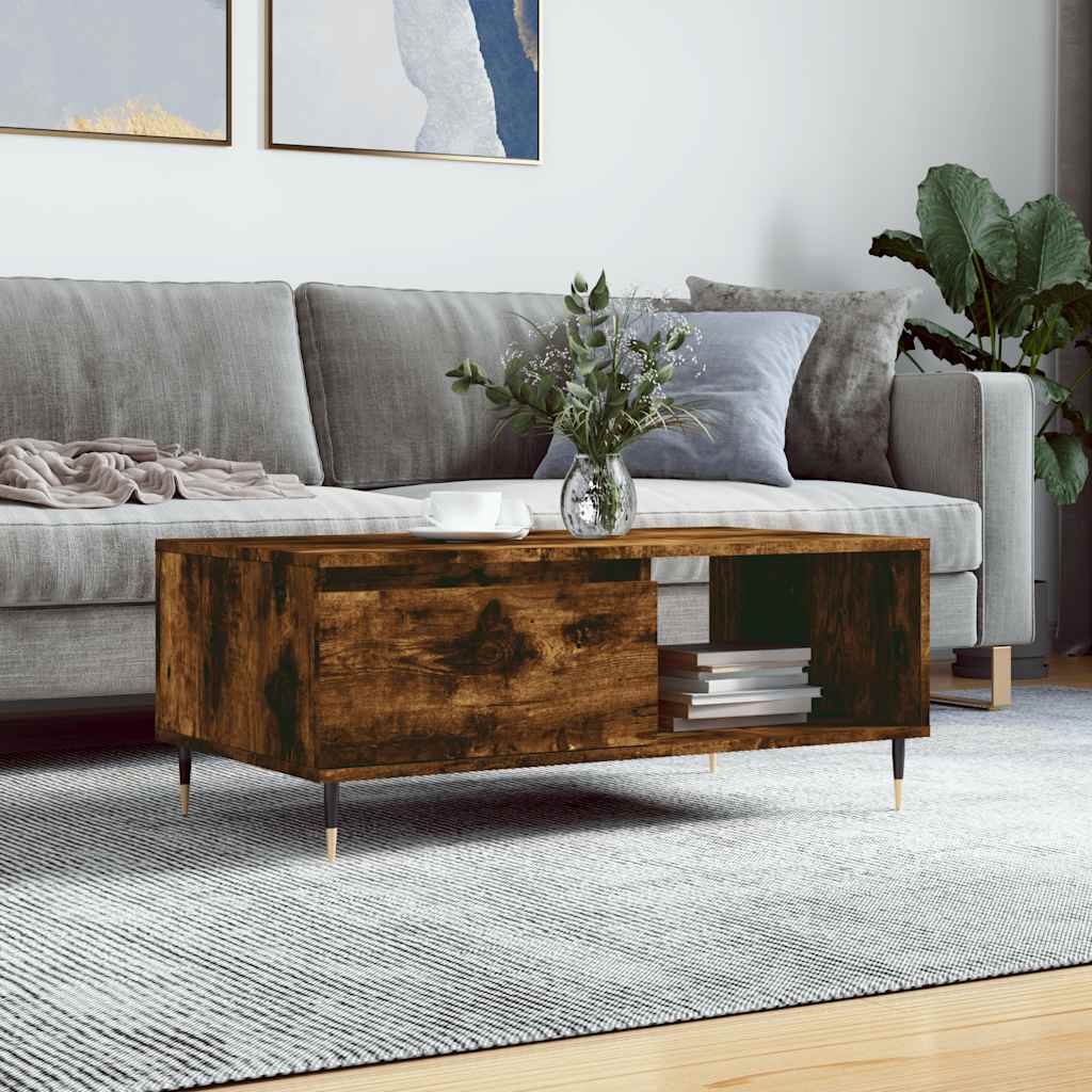 vidaXL Coffee Table Smoked Oak 90x50x36,5 cm Engineered Wood