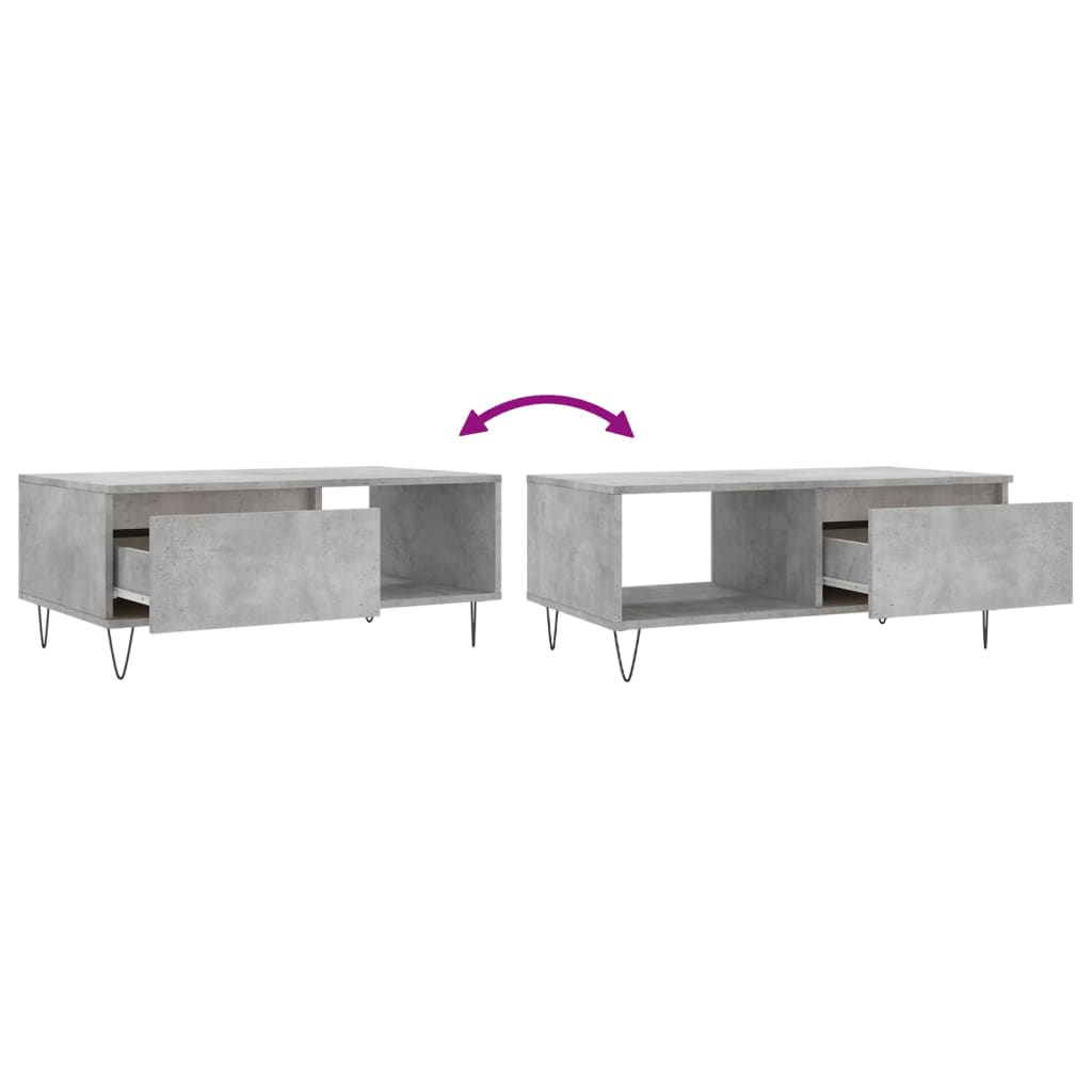 vidaXL Coffee Table Concrete Grey 90x50x36.5 cm Engineered Wood