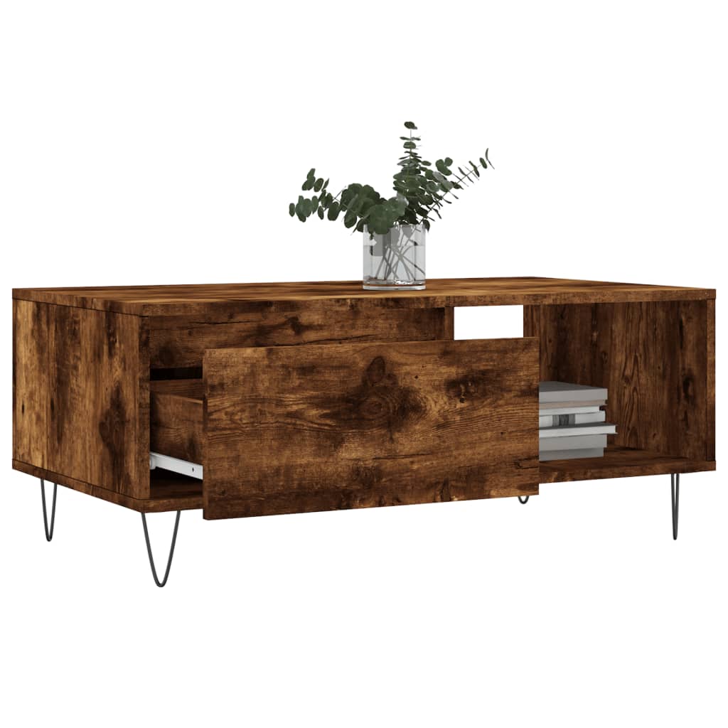vidaXL Coffee Table Smoked Oak 90x50x36,5 cm Engineered Wood