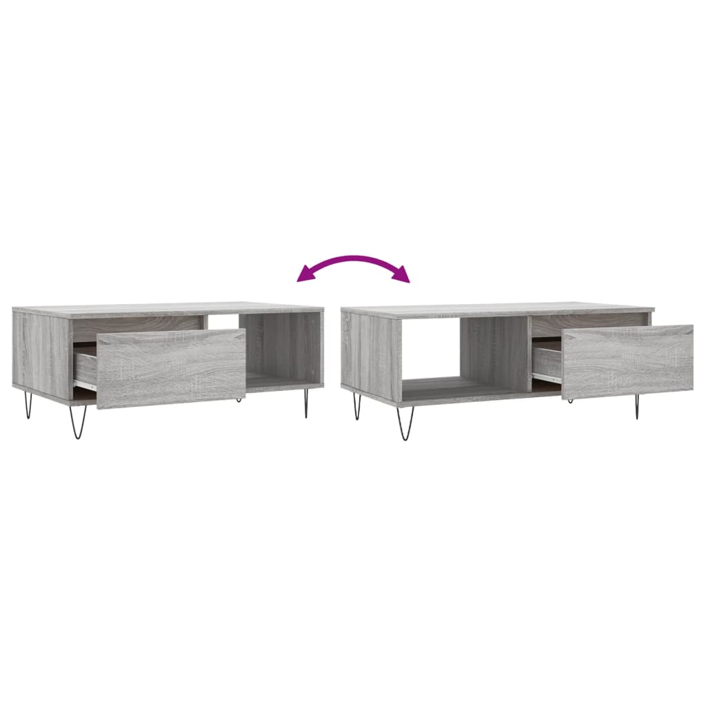 vidaXL Coffee Table Grey Sonoma 90x50x36.5 cm Engineered Wood