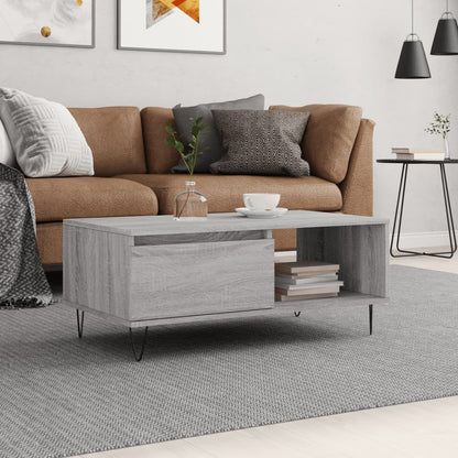 vidaXL Coffee Table Grey Sonoma 90x50x36,5 cm Engineered Wood