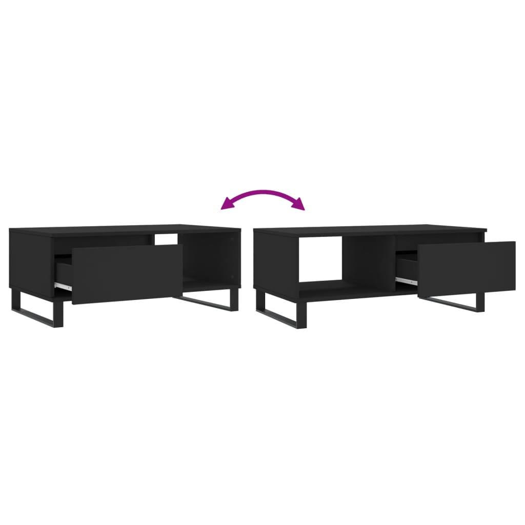 vidaXL Coffee Table Black 90x50x36.5 cm Engineered Wood