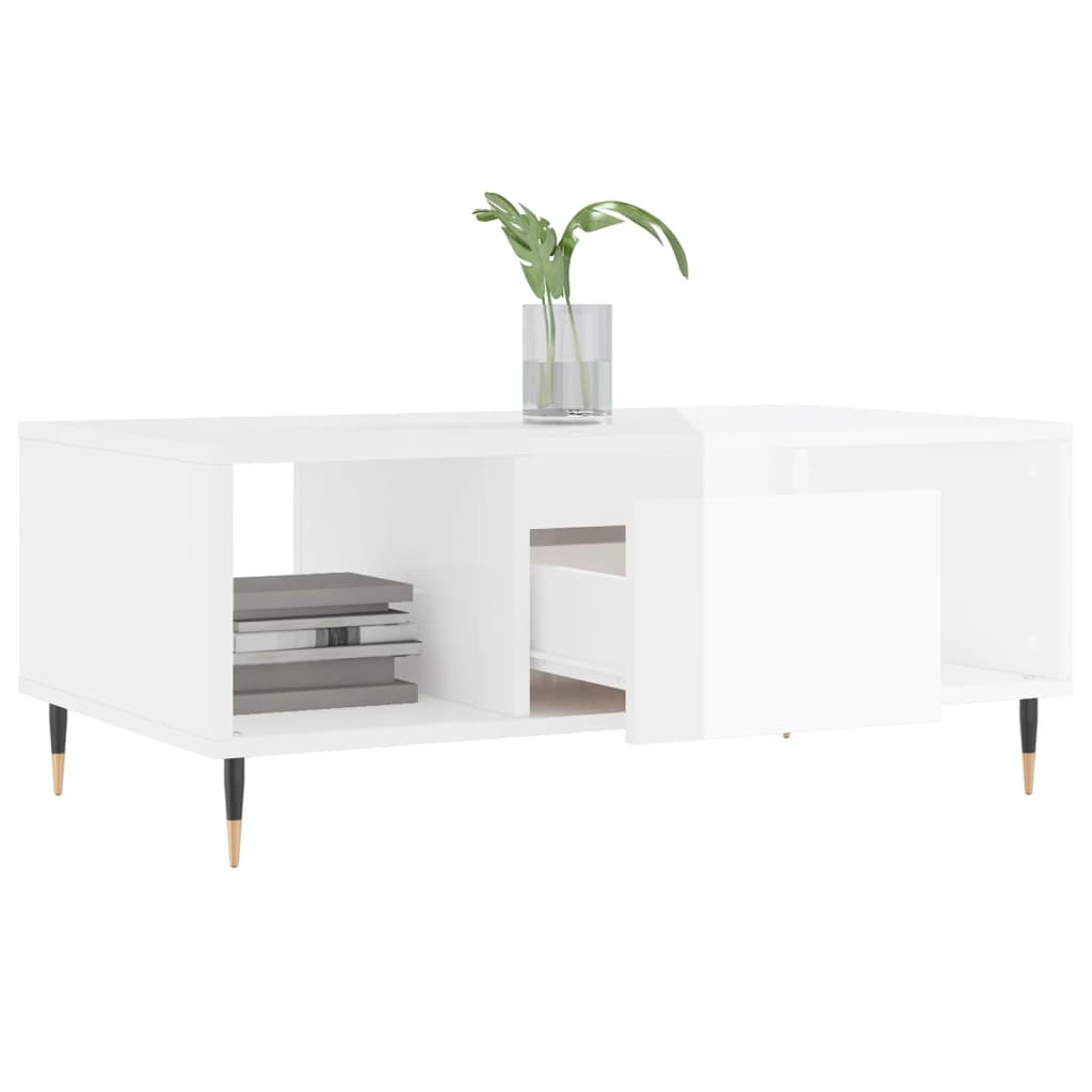 vidaXL Coffee Table High Gloss White 90x50x36,5 cm Engineered Wood