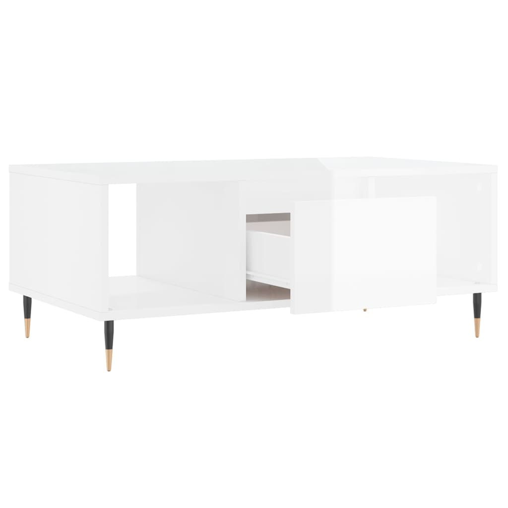 vidaXL Coffee Table High Gloss White 90x50x36,5 cm Engineered Wood