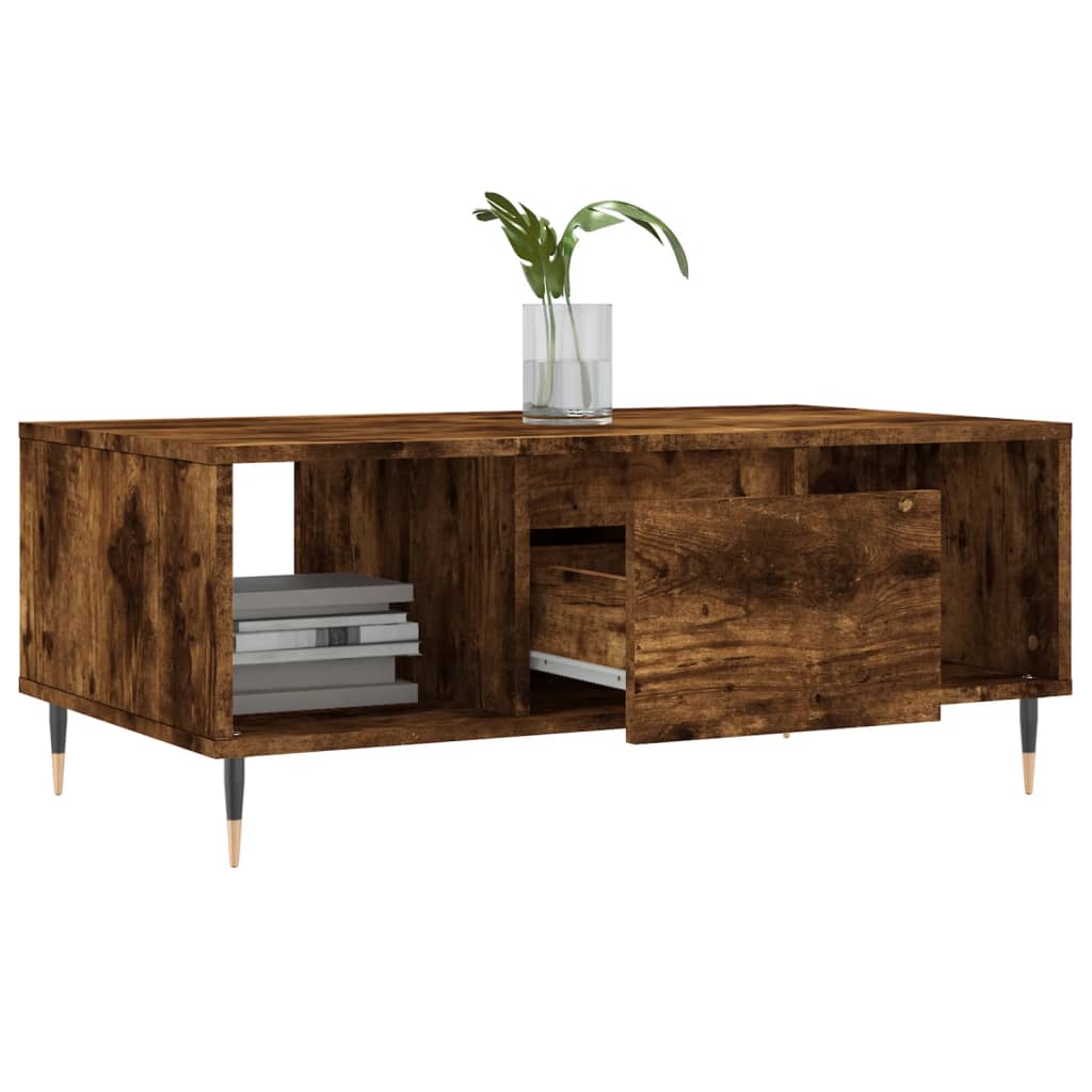 vidaXL Coffee Table Smoked Oak 90x50x36,5 cm Engineered Wood