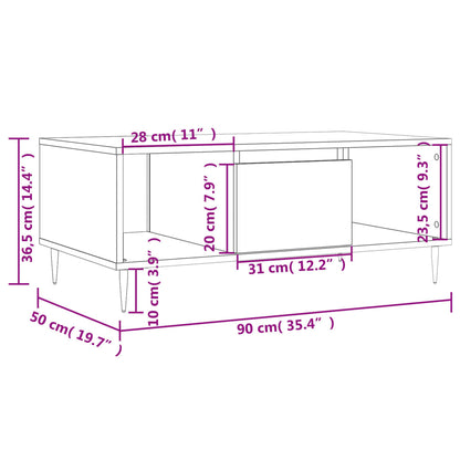 vidaXL Coffee Table Smoked Oak 90x50x36,5 cm Engineered Wood