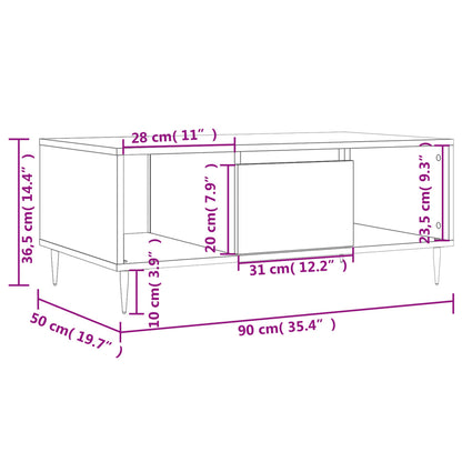 vidaXL Coffee Table Grey Sonoma 90x50x36,5 cm Engineered Wood