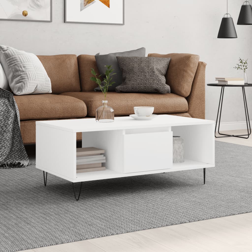 vidaXL Coffee Table White 90x50x36,5 cm Engineered Wood