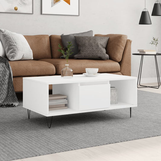 vidaXL Coffee Table White 90x50x36,5 cm Engineered Wood