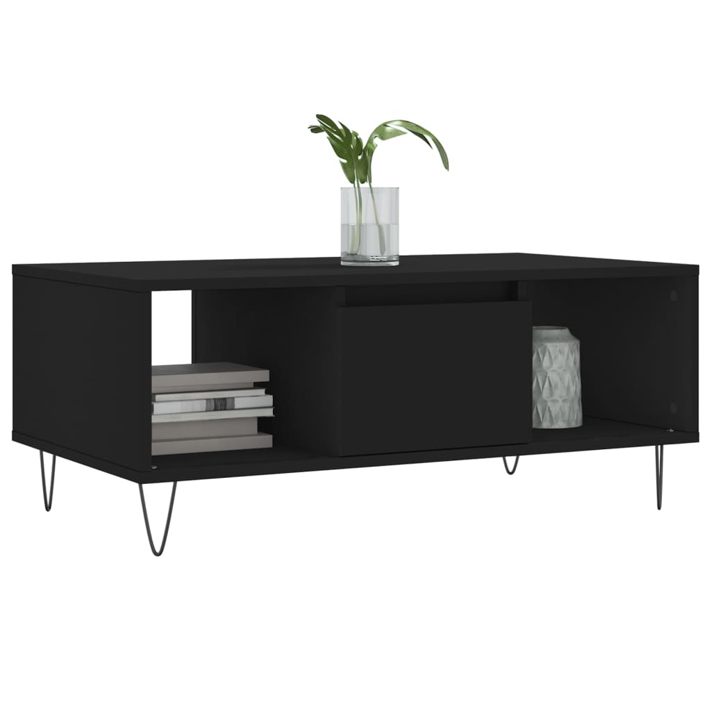 vidaXL Coffee Table Black 90x50x36,5 cm Engineered Wood