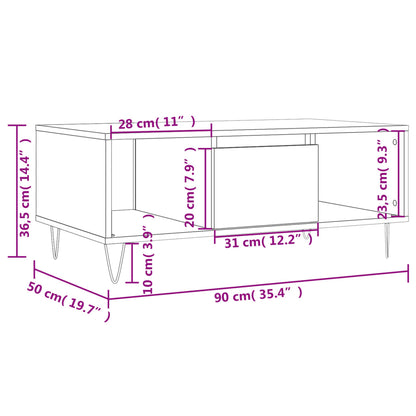 vidaXL Coffee Table Black 90x50x36,5 cm Engineered Wood
