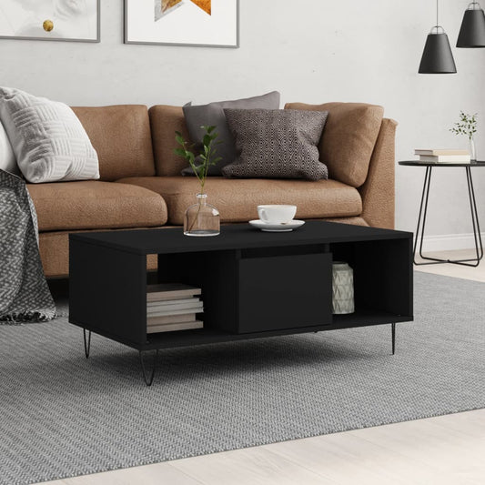 vidaXL Coffee Table Black 90x50x36,5 cm Engineered Wood
