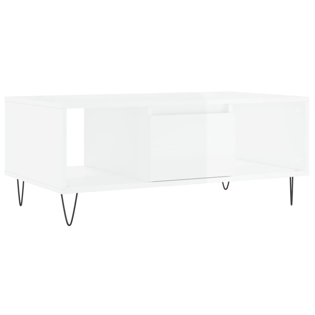vidaXL Coffee Table High Gloss White 90x50x36.5 cm Engineered Wood