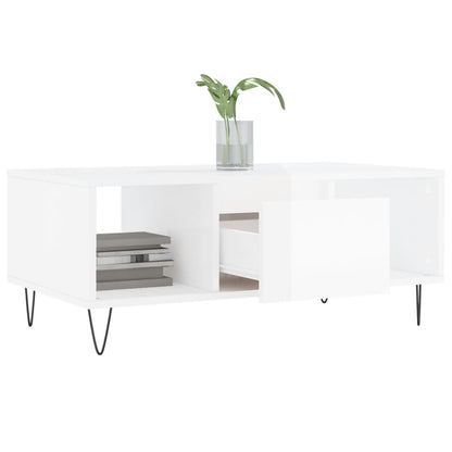 vidaXL Coffee Table High Gloss White 90x50x36.5 cm Engineered Wood