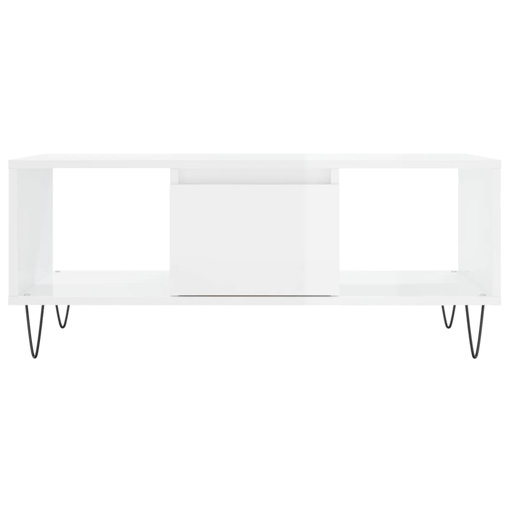 vidaXL Coffee Table High Gloss White 90x50x36.5 cm Engineered Wood