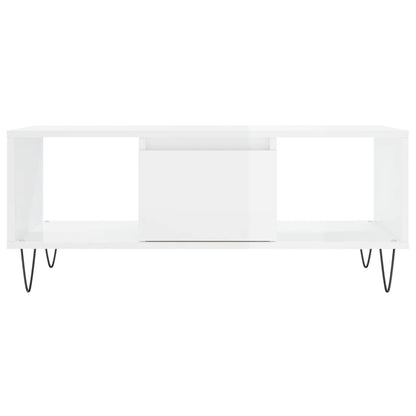 vidaXL Coffee Table High Gloss White 90x50x36.5 cm Engineered Wood
