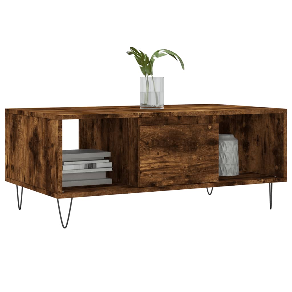 vidaXL Coffee Table Smoked Oak 90x50x36,5 cm Engineered Wood