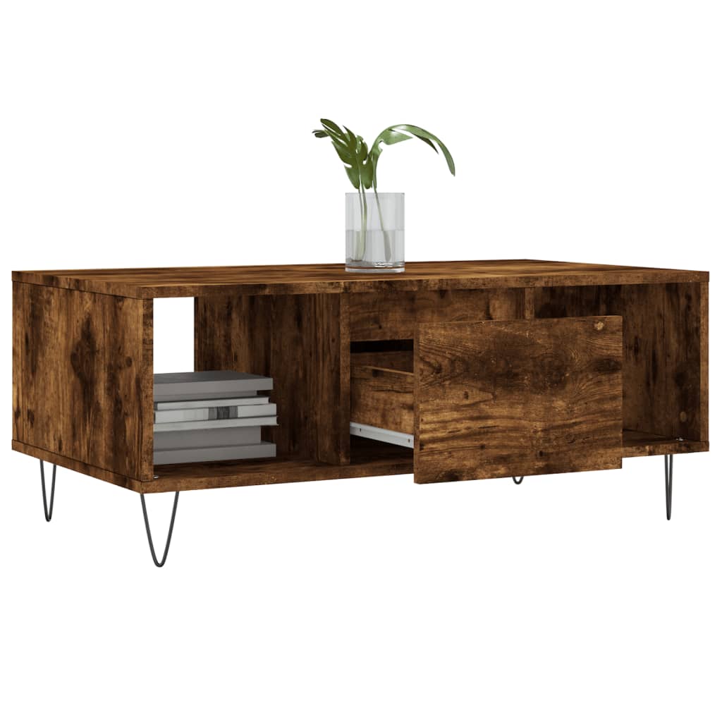 vidaXL Coffee Table Smoked Oak 90x50x36,5 cm Engineered Wood