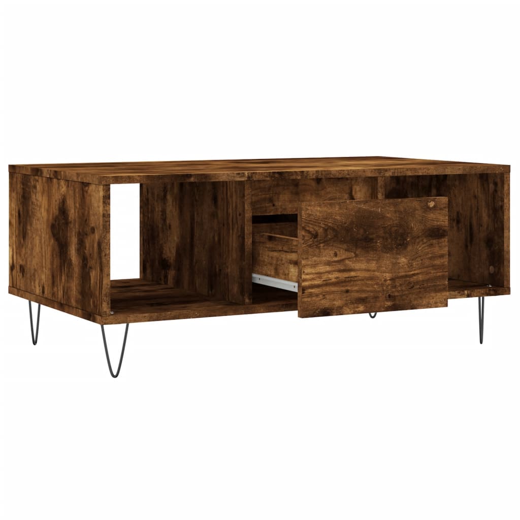 vidaXL Coffee Table Smoked Oak 90x50x36,5 cm Engineered Wood