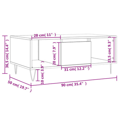 vidaXL Coffee Table Smoked Oak 90x50x36,5 cm Engineered Wood
