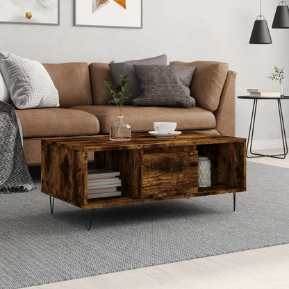 vidaXL Coffee Table Smoked Oak 90x50x36,5 cm Engineered Wood
