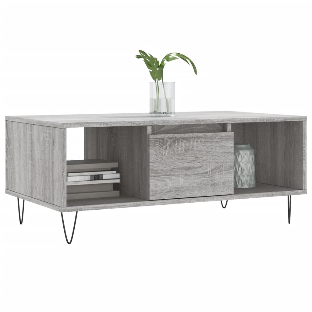 vidaXL Coffee Table Grey Sonoma 90x50x36,5 cm Engineered Wood
