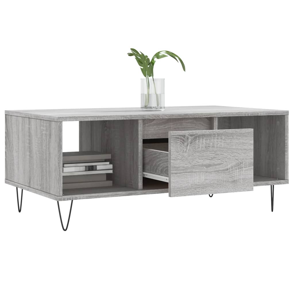 vidaXL Coffee Table Grey Sonoma 90x50x36,5 cm Engineered Wood