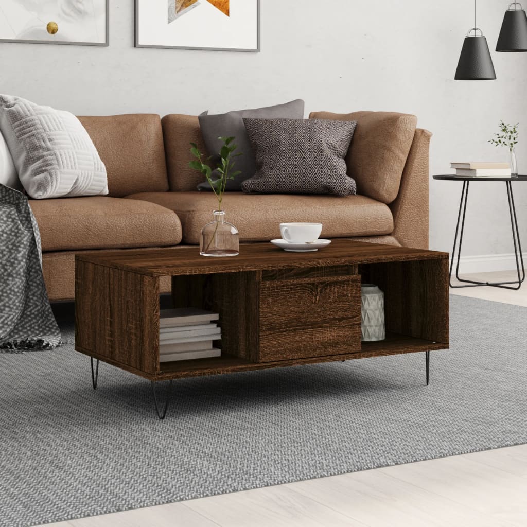 vidaXL Coffee Table Brown Oak 90x50x36,5 cm Engineered Wood
