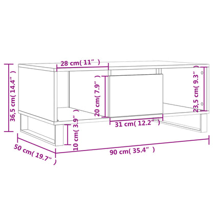 vidaXL Coffee Table White 90x50x36.5 cm Engineered Wood