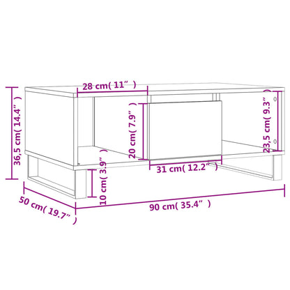 vidaXL Coffee Table Black 90x50x36.5 cm Engineered Wood