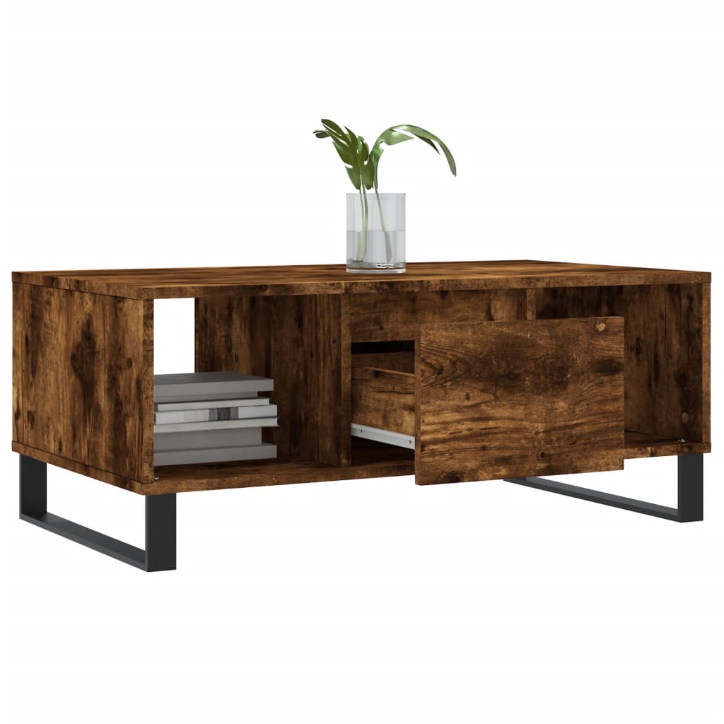 vidaXL Coffee Table Smoked Oak 90x50x36,5 cm Engineered Wood
