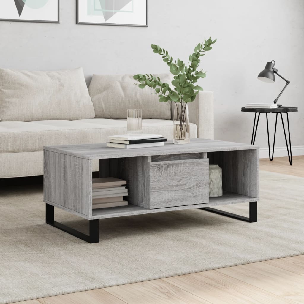 vidaXL Coffee Table Grey Sonoma 90x50x36,5 cm Engineered Wood