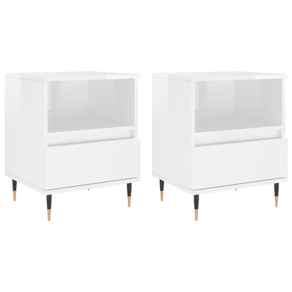 vidaXL Bedside Cabinets 2 pcs High Gloss White 40x35x50 cm Engineered Wood