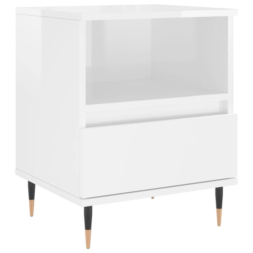 vidaXL Bedside Cabinets 2 pcs High Gloss White 40x35x50 cm Engineered Wood