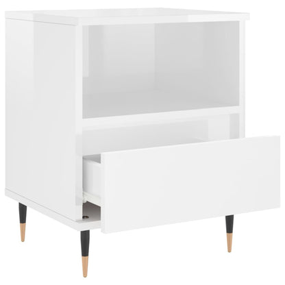 vidaXL Bedside Cabinets 2 pcs High Gloss White 40x35x50 cm Engineered Wood