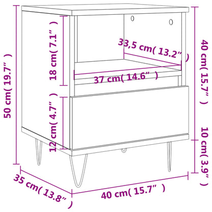 vidaXL Bedside Cabinet White 40x35x50 cm Engineered Wood