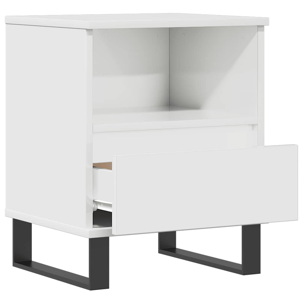 vidaXL Bedside Cabinet High Gloss White 40x35x50 cm Engineered Wood