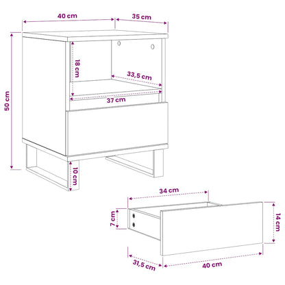 vidaXL Bedside Cabinet High Gloss White 40x35x50 cm Engineered Wood