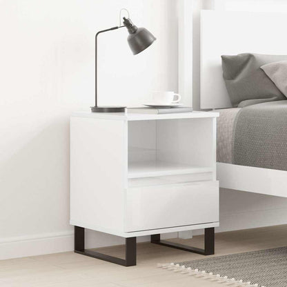 vidaXL Bedside Cabinet High Gloss White 40x35x50 cm Engineered Wood