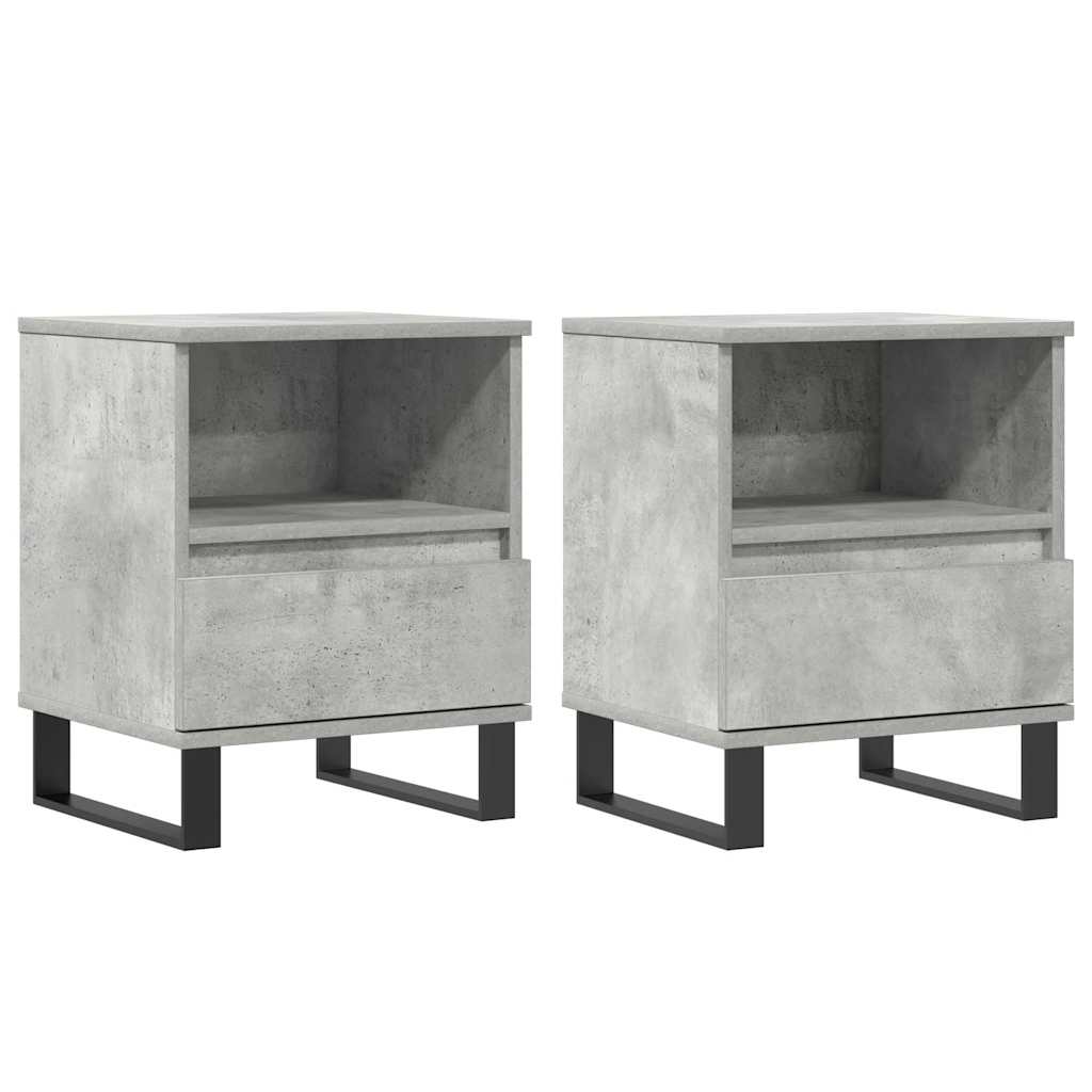 vidaXL Bedside Cabinets 2 pcs Concrete Grey 40x35x50cm Engineered Wood