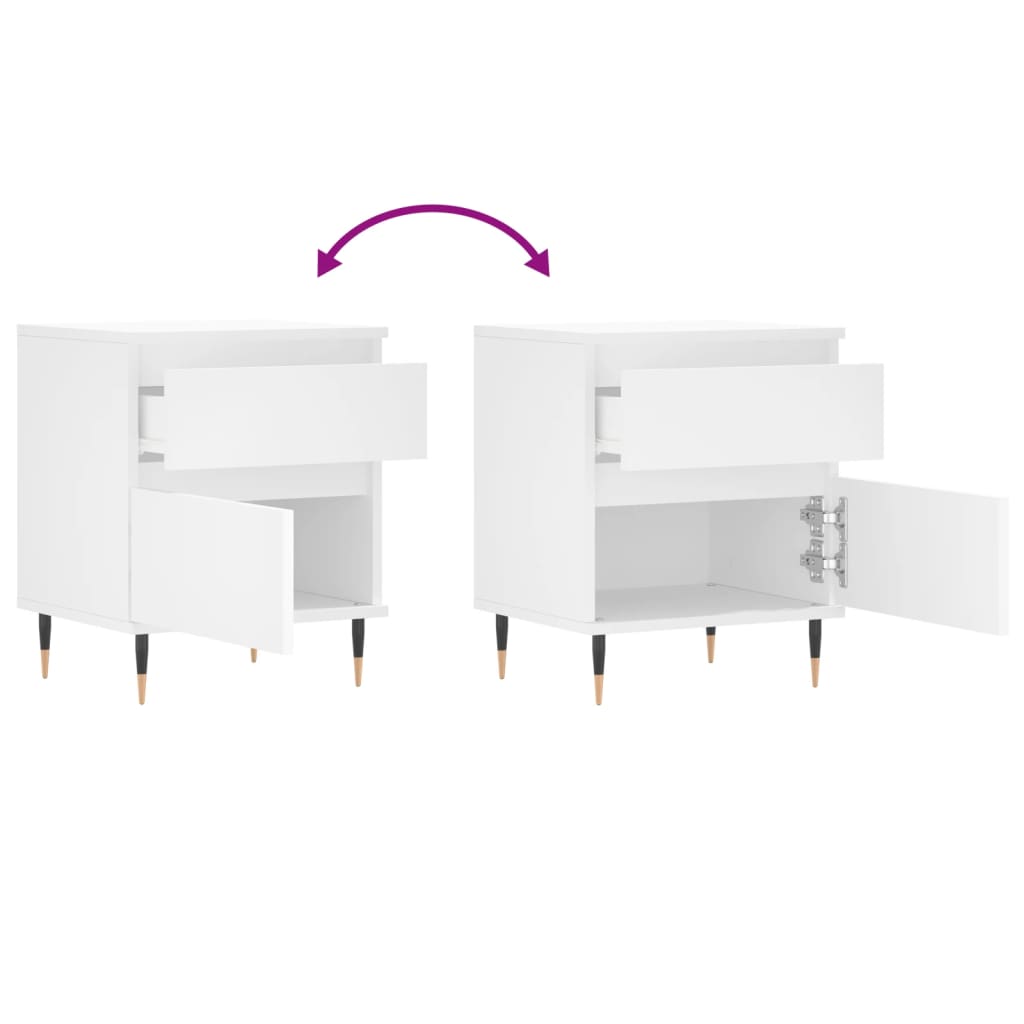 vidaXL Bedside Cabinet White 40x35x50 cm Engineered Wood