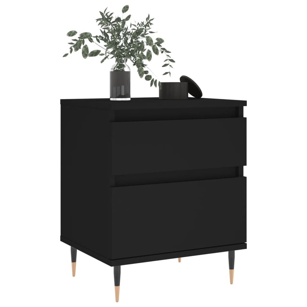 vidaXL Bedside Cabinet Black 40x35x50 cm Engineered Wood